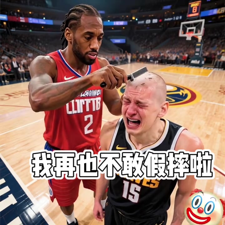 网友AI创作约基奇被小卡剃头并配文：我再也不敢假摔啦